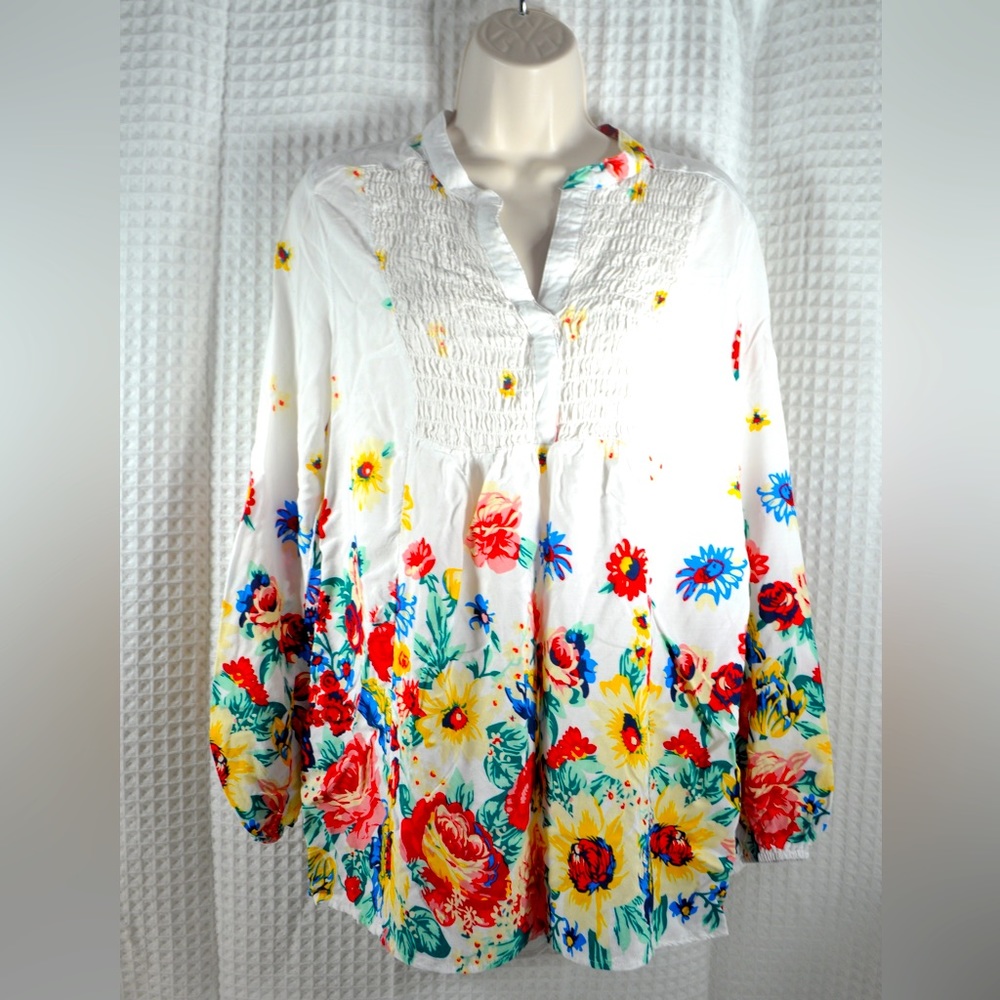 Suzanne Betro Loose Fit Long Sleeve Blouse Size L
